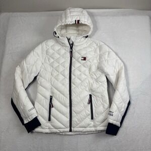 Tommy Hilfiger White Puffer Long‎ Sleeve Full Zip Down Jacket Women's Medium